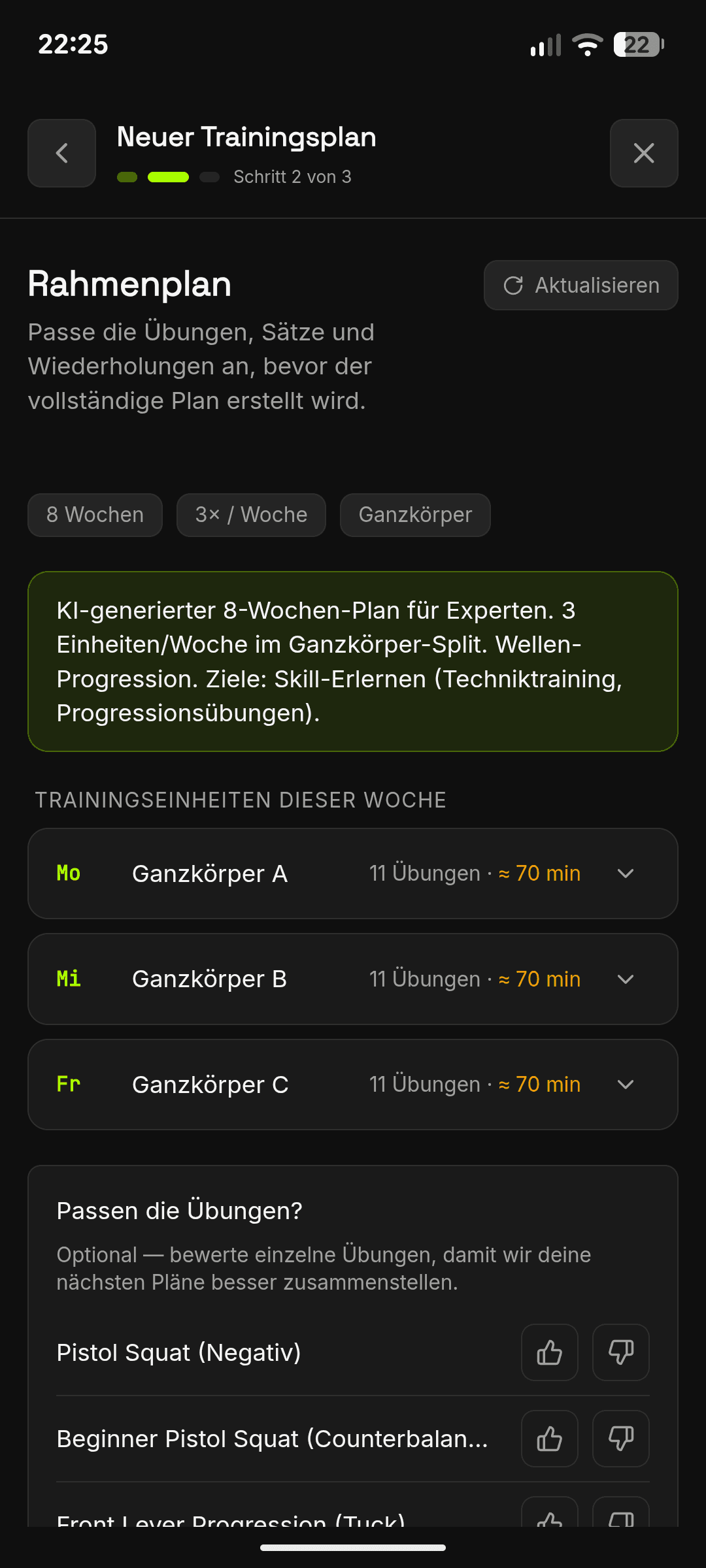 Plan-Generierung, Schritt 2: Rahmenplan